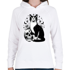 PRINTFASHION Macska - Női kapucnis pulóver - Fehér női pulóver, kardigán