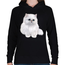 PRINTFASHION Macska  - Női kapucnis pulóver - Fekete női pulóver, kardigán