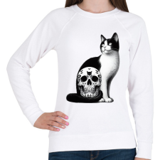 PRINTFASHION Macska - Női pulóver - Fehér női pulóver, kardigán