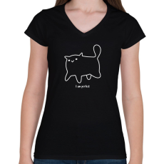 PRINTFASHION Macska - Női V-nyakú póló - Fekete