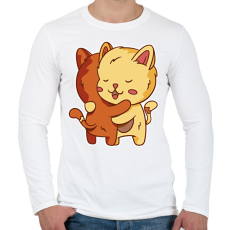 PRINTFASHION Macska ölelés - Férfi hosszú ujjú póló - Fehér