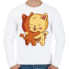 PRINTFASHION Macska ölelés - Férfi pulóver - Fehér férfi pulóver, kardigán