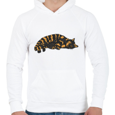 PRINTFASHION Macska pihen - Férfi kapucnis pulóver - Fehér férfi pulóver, kardigán