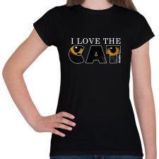 PRINTFASHION Macska sárga szemekkel sötét színű termékekre - Női póló - Fekete női póló