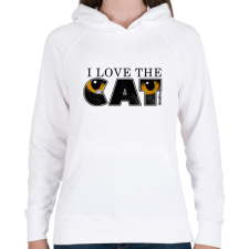 PRINTFASHION Macska sárga szemekkel világos színű termékekre - Női kapucnis pulóver - Fehér női pulóver, kardigán