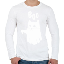 PRINTFASHION Macska szellem boo  - Férfi hosszú ujjú póló - Fehér férfi póló