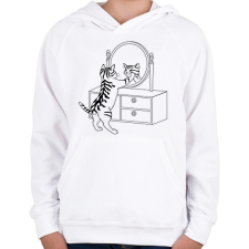 PRINTFASHION Macska szépítkezik - Gyerek kapucnis pulóver - Fehér gyerek pulóver, kardigán