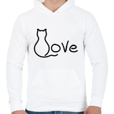 PRINTFASHION Macska szerelem - Férfi kapucnis pulóver - Fehér férfi pulóver, kardigán