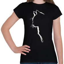 PRINTFASHION Macska sziluett - Női póló - Fekete női póló