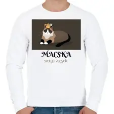 PRINTFASHION Macska szolga vagyok - Férfi pulóver - Fehér férfi pulóver, kardigán