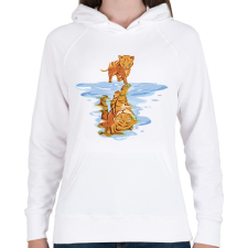 PRINTFASHION Macska-tigris - Női kapucnis pulóver - Fehér női pulóver, kardigán