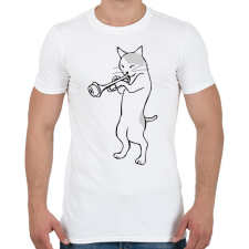 PRINTFASHION Macska trombitál - Férfi póló - Fehér férfi póló