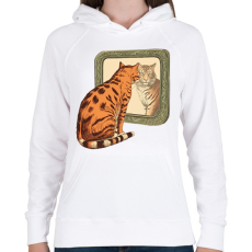 PRINTFASHION Macska tükörben - Női kapucnis pulóver - Fehér