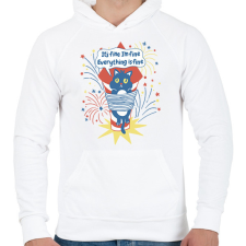 PRINTFASHION Macska tűzijáték - Férfi kapucnis pulóver - Fehér férfi pulóver, kardigán
