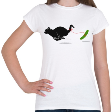 PRINTFASHION Macska vs Uborka - Női póló - Fehér női póló