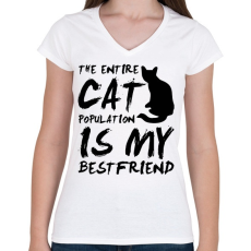 PRINTFASHION Macskabarát - Női V-nyakú póló - Fehér