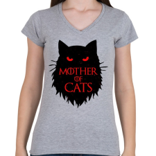 PRINTFASHION Macskák anyja - Női V-nyakú póló - Sport szürke női póló