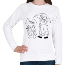 PRINTFASHION Macskák az esőben - Női pulóver - Fehér női pulóver, kardigán