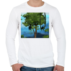 PRINTFASHION macskák - Férfi hosszú ujjú póló - Fehér
