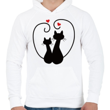 PRINTFASHION Macskák  - Férfi kapucnis pulóver - Fehér férfi pulóver, kardigán