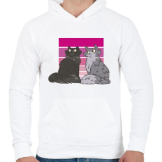 PRINTFASHION Macskák - Férfi kapucnis pulóver - Fehér