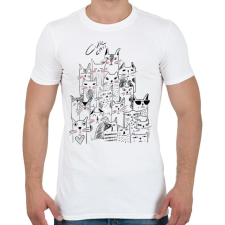 PRINTFASHION macskák - Férfi póló - Fehér férfi póló