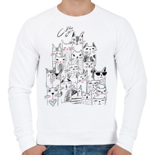 PRINTFASHION macskák - Férfi pulóver - Fehér férfi pulóver, kardigán