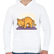 PRINTFASHION Macskapóz - Férfi kapucnis pulóver - Fehér