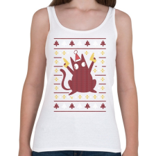 PRINTFASHION Macskás csúnya pulcsis minta - Női atléta - Fehér női trikó