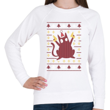 PRINTFASHION Macskás csúnya pulcsis minta - Női pulóver - Fehér női pulóver, kardigán