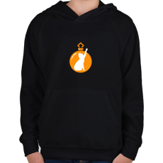 PRINTFASHION Macskás Fadísz - Gyerek kapucnis pulóver - Fekete