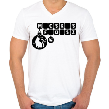 PRINTFASHION Macskás Fadísz logo - Férfi V-nyakú póló - Fehér férfi póló