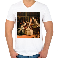 PRINTFASHION Macskás festmény - Férfi V-nyakú póló - Fehér