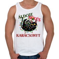 PRINTFASHION MACSKÁS KARÁCSONY - Férfi atléta - Fehér