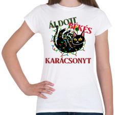 PRINTFASHION MACSKÁS KARÁCSONY - Női póló - Fehér női póló