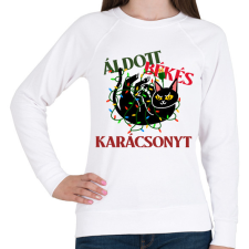 PRINTFASHION MACSKÁS KARÁCSONY - Női pulóver - Fehér női pulóver, kardigán