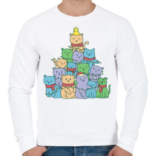 PRINTFASHION Macskás karácsonyfa - Férfi pulóver - Fehér férfi pulóver, kardigán