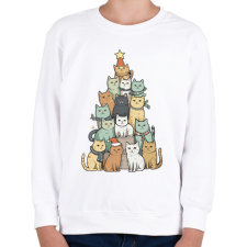 PRINTFASHION Macskás karácsonyfa - Gyerek pulóver - Fehér gyerek pulóver, kardigán