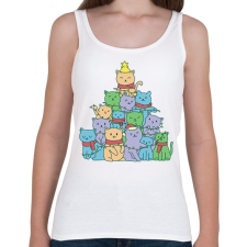 PRINTFASHION Macskás karácsonyfa - Női atléta - Fehér női trikó