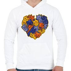 PRINTFASHION Macskás szív - Férfi kapucnis pulóver - Fehér