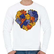 PRINTFASHION Macskás szív - Férfi pulóver - Fehér férfi pulóver, kardigán