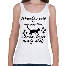 PRINTFASHION Macskás szív macskás lélek macskás leszek amíg élek póló - Női atléta - Fehér