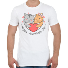 PRINTFASHION Macskás Valentin nap - Férfi póló - Fehér férfi póló