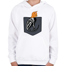 PRINTFASHION Macskás zsebminta - Gyerek kapucnis pulóver - Fehér