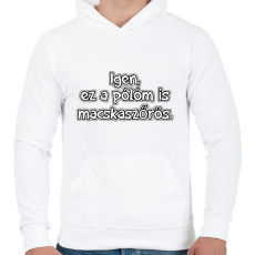 PRINTFASHION Macskaszőrös - Férfi kapucnis pulóver - Fehér