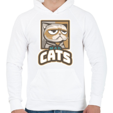 PRINTFASHION Mad Cats - Férfi kapucnis pulóver - Fehér