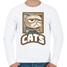 PRINTFASHION Mad Cats - Férfi pulóver - Fehér férfi pulóver, kardigán
