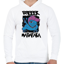 PRINTFASHION Madafaka - béka breeek - Férfi kapucnis pulóver - Fehér férfi pulóver, kardigán