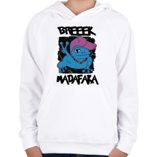 PRINTFASHION Madafaka - béka breeek - Gyerek kapucnis pulóver - Fehér