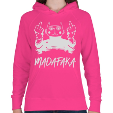 PRINTFASHION Madafaka - macska sötét alaphoz - Női kapucnis pulóver - Fukszia